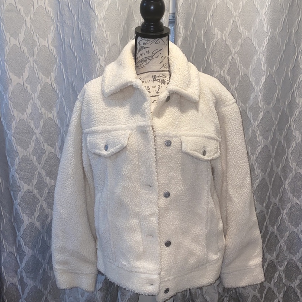 Cream GAP Soft Teddy Jacket